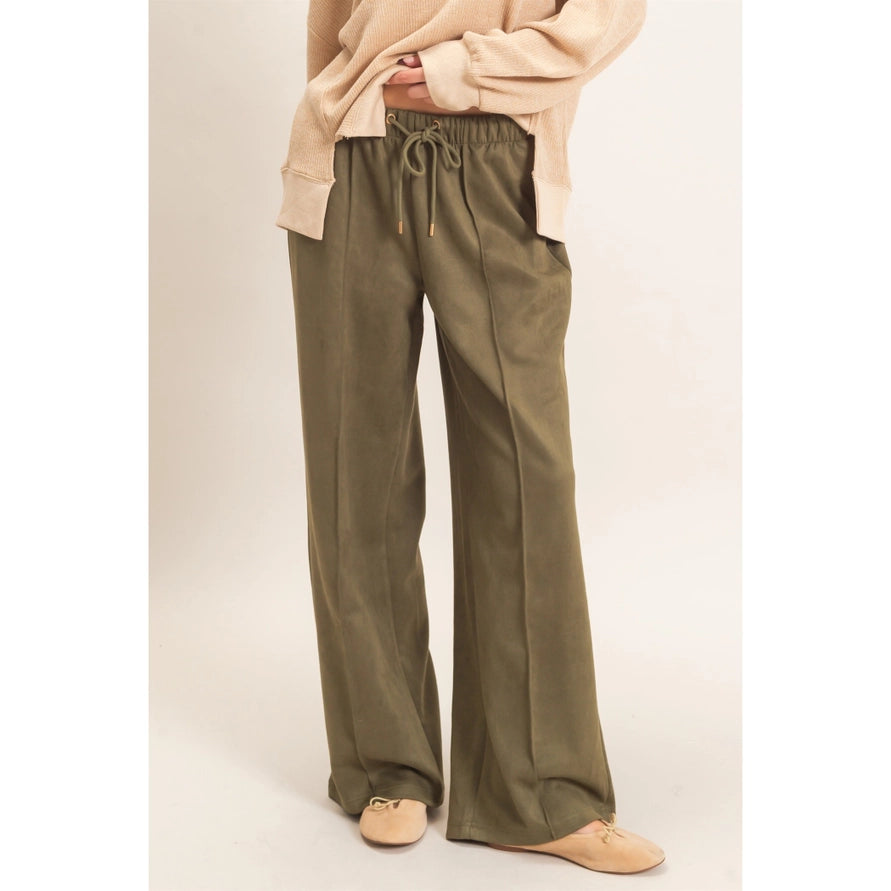 Green suede pants with a middle line – Lavish 31