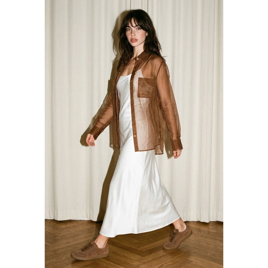 Brown sheer button up top – Lavish 31