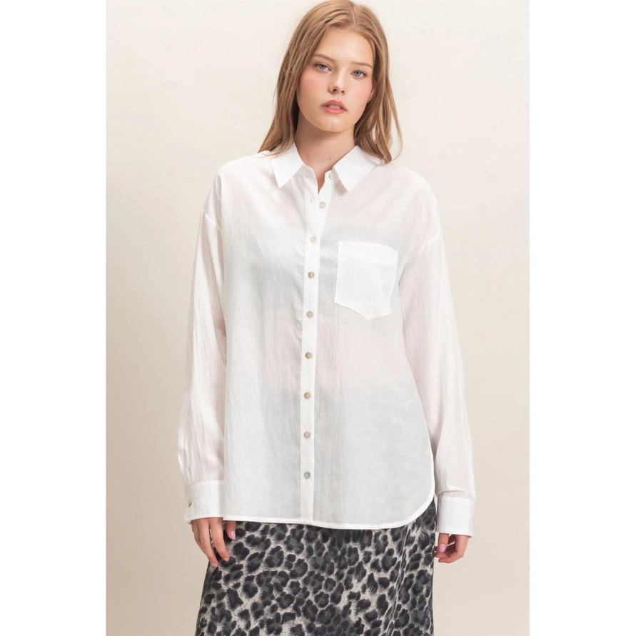 Off white button up long sleeve top – Lavish 31