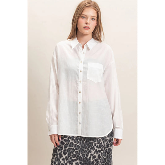 Off white button up long sleeve top – Lavish 31